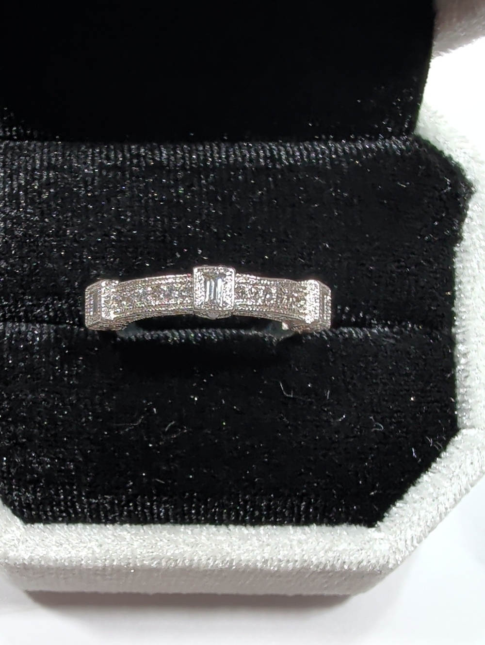 Sterling Silver  Pavé Baguette Accent Women's Ring